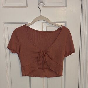 Tie-Front Ribbed, Cropped Cardigan